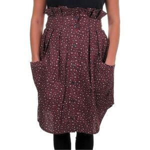 Wood Wood Paper Bag Leopard Eye Skirt Small Burgundy Black Pockets Whimsical
